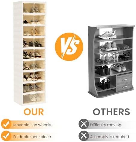 Foldable Shoe Organizer Storage Box Set of 2, Portable Extra Large Folding Shoe - Image 6