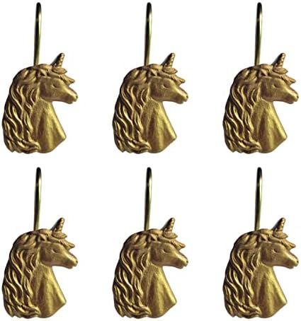 Two Fish Home Fashions Set of 12 Decorative Unicorn Shower Curtain Hooks by TwoFishHomeFashionLLC