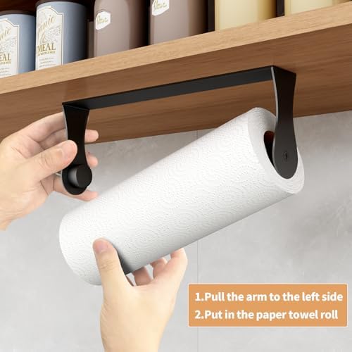 Paper Towel Holder Under Cabinet, Wall Mount, Adhesive or Drilling - Image 3