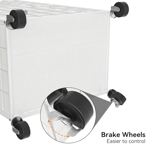WOWLIVE Rolling Laundry Basket, Metal Wire Frame Laundry Hamper - Image 7