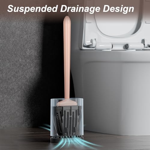 Sellemer Silicone Toilet Brush, Ventilation Slots Holder 1 Pack, Rose Gold - Image 5