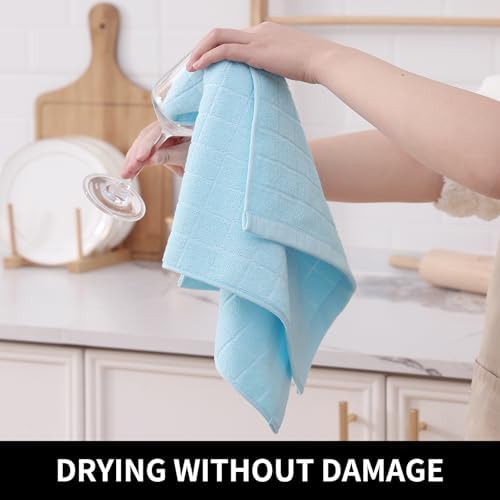Homaxy 100% Cotton Terry Kitchen Towels, 6 Pack, Sky Blue - Image 4