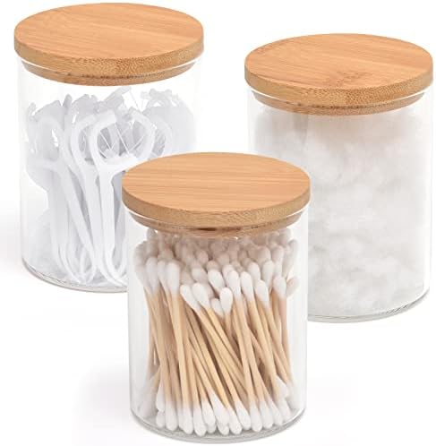BKYFPQ 3 Pack Glass Qtip Holder Dispenser by BKYFPQ