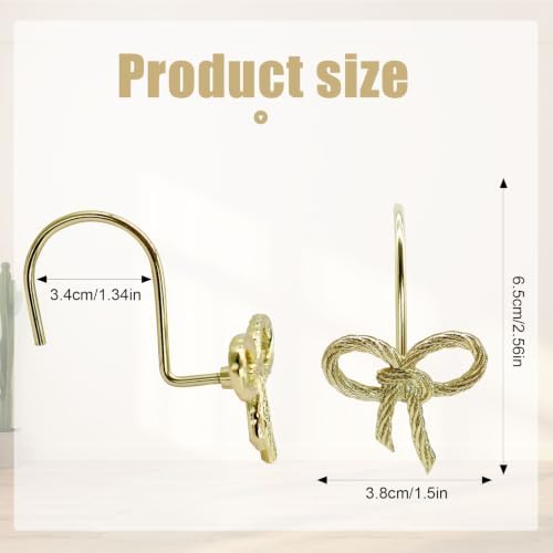 Bow Decorative Shower Curtain Hooks, Rustproof Metal Bowknot Shower Curtain - Image 2