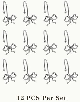 Silver Bow Shower Curtain Hooks, 12 Pack Coquette Bathroom Decor, Decorative - Image 6