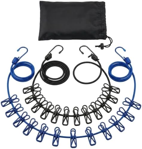 2 Pack Travel Clothesline with 24 Clips, Portable Windproof Laundry Line by Unknown