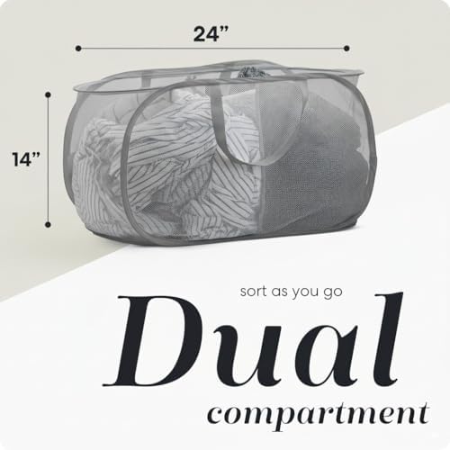 Handy Laundry Pop Up Laundry Hamper 2-Compartment, Divided 77L Mesh - Image 2