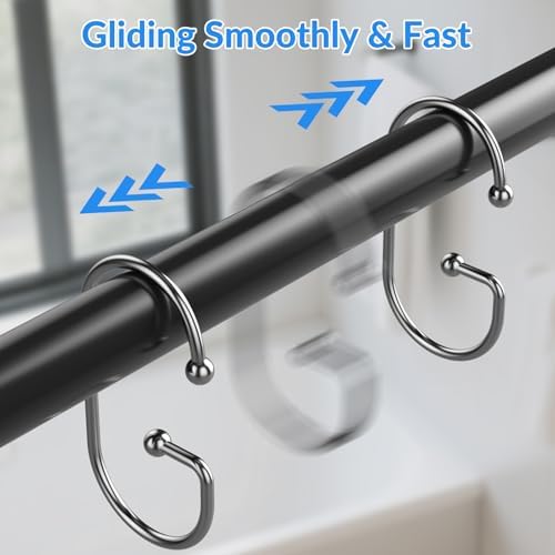 OEH Shower Curtain Hooks, Durable G Shape Silver Shower Curtain Hooks Rust Proof - Image 6