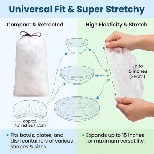 Disposable Stretch Food Covers, Elastic Bowl Covers, Plastic Wrap Alternat - Image 6