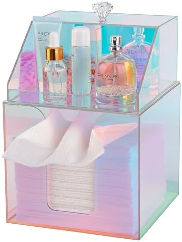 Disposable Facial Towels Storage Double Layer Acrylic Box, Glossy Rainbow by Anyoifax