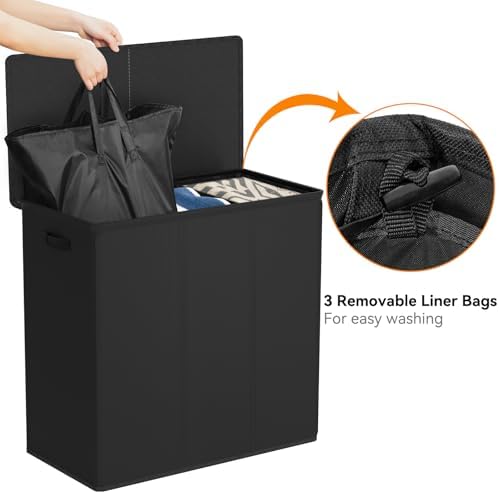 WOWLIVE 180L Laundry Hamper 3 Section, Large Laundry Basket - Image 6