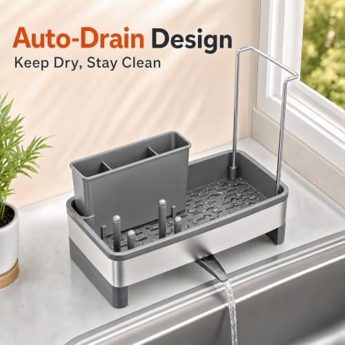 Laveshop Sponge Holder for Kitchen Sink, Rustproof Stainless Steel Sink Caddy - Image 3