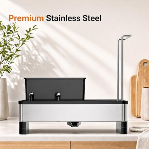 Laveshop Sponge Holder for Kitchen Sink, Rustproof Stainless Steel Sink Caddy - Image 4
