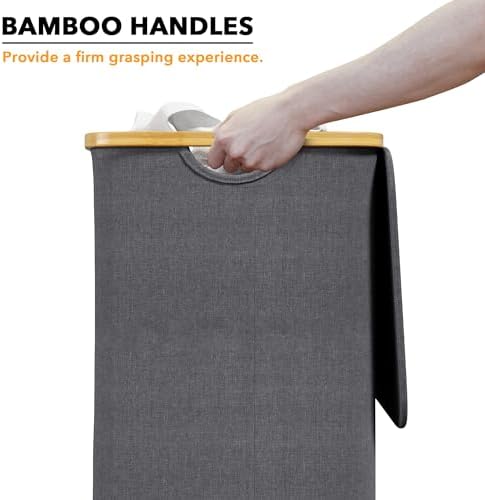 SpaceAid Laundry Hamper with Lid, 110L Large Tall Clothes Basket Bin with - Image 4
