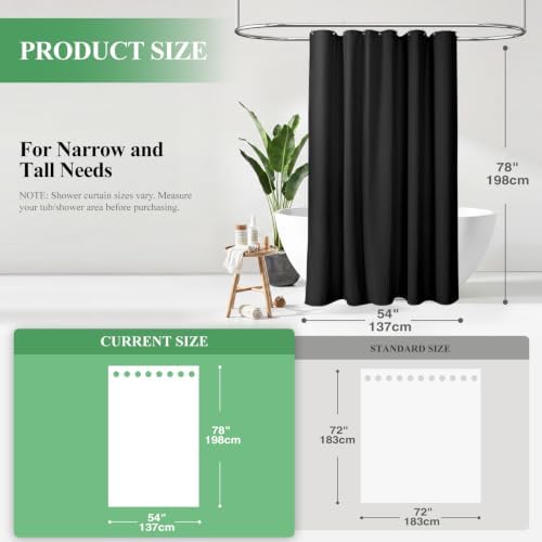 Dynamene Stall Waffle Shower Curtain 256 GSM Heavy Fabric 54x78 Black - Image 2