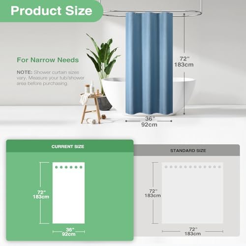 Dynamene Stall Waffle Shower Curtain 256 GSM Heavy 36"x72" Moonlight Blue - Image 3