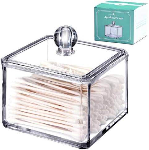 SheeChung Square Acrylic Qtip Holder, 1 Pack Bathroom Canisters by SheeChung