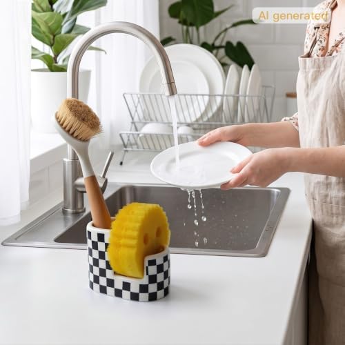 Ceramic Sponge & Brush Holder for Kitchen Sink - Image 6