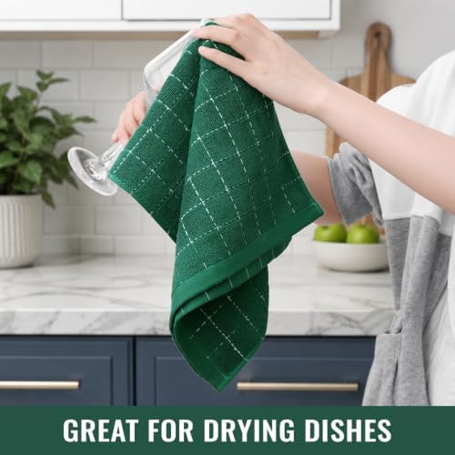 Kitinjoy 100% Cotton Terry Kitchen Towels, 13”x 28”, Dark Green - Image 6