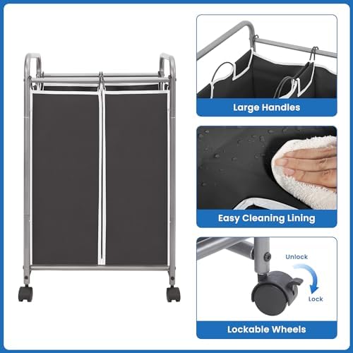 STORAGE MANIAC Laundry Sorter 2 Section, 90L Laundry Hamper - Image 6