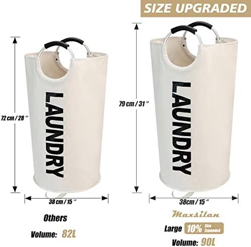 Maxsilan 90L Large Laundry Basket Bag, Collapsible Tall Hamper - Image 3