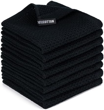 Kitchen Towels 8-Pack Kitchen Dish Cloths, 100% Cotton, 12x12 In by BOOMIBOO