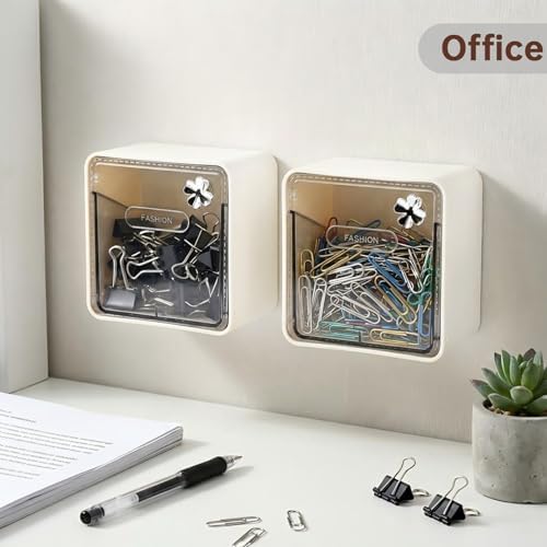 DASITON Wall Mounted Qtip Holder Dispenser, Adhesive No Drilling Cotton Swab - Image 5