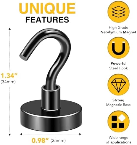 DIYMAG Magnetic Hooks, Strong Magents 10 Pack 85lbs - Image 2