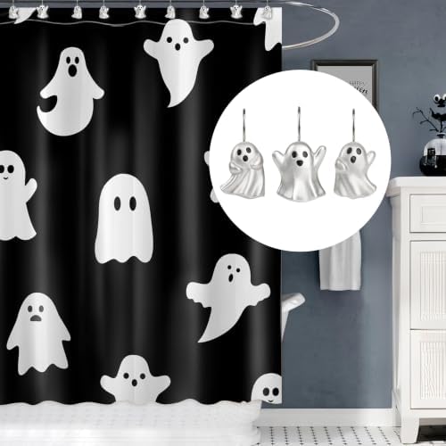 Sunlit Ghost Shower Curtain Hooks, Home Decorative Shower Curtain Rings - Image 4