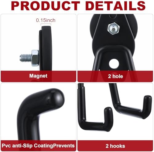 Landhoow 10 Pcs Large Magnetic Hooks Heavy Duty Garage Magnet Hooks Strong - Image 3