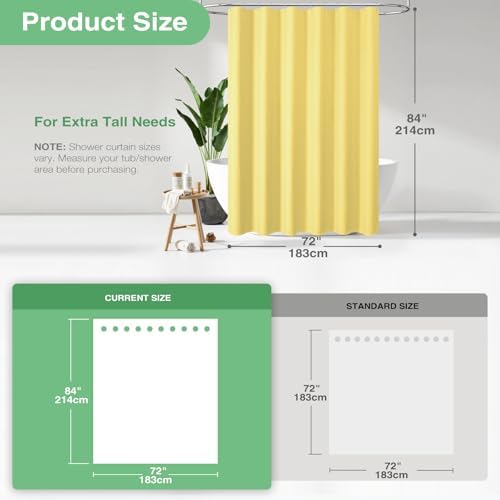 Dynamene Extra Long Waffle Shower Curtain 256 GSM Fabric 72"x84" Yellow - Image 3