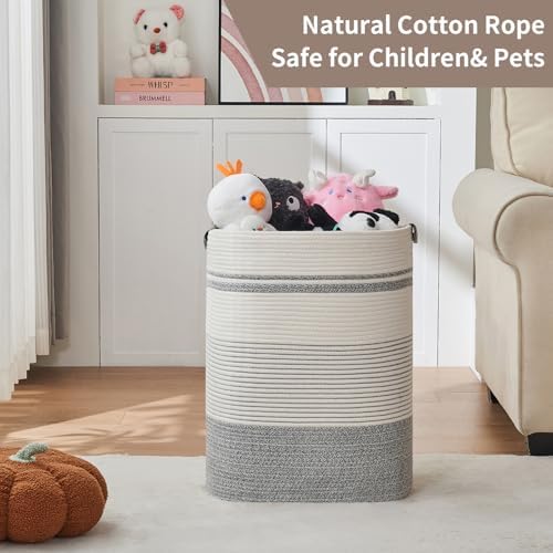 Laundry Hamper, 85L Cotton Rope Laundry Basket - Image 7