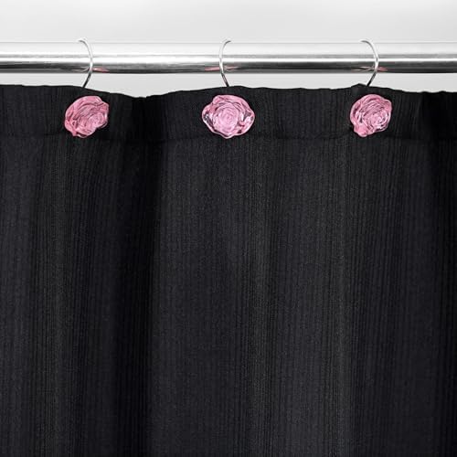 Pink Rose Shower Curtain Hooks: Cute Flower Bathroom Curtain Rings - Image 6