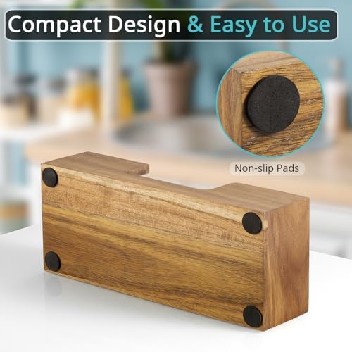 Paper Towel Dispenser Countertop, Acacia Wood Bathroom Paper Towel Holder - Image 4