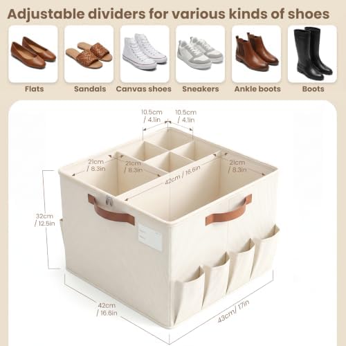 Varhomax Shoe Organizer Box for Closet, Fabric Storage Basket 2 Pack - Image 3