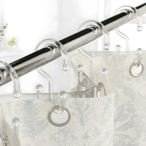 Bathway Clear Plastic Shower Curtain Hooks, 24 Double Shower Curtain Rings by Bathway