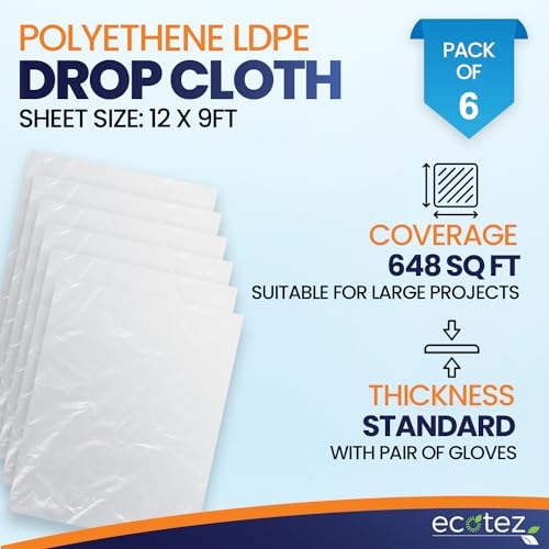 6 Pack 12 x 9 ft Extra Large Plastic Drop Cloth - Image 2