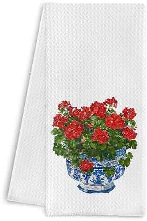 Chinoiserie Blue and White Geranium Porcelain Towels by ColorfulLifeStartingwithYourCuteTowel