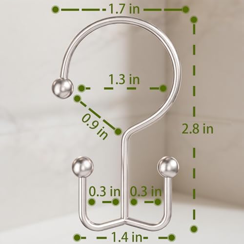 OEH 24 Pcs Shower Curtain Hooks, Metal Shower Curtain Rings, Decorative Shower - Image 2