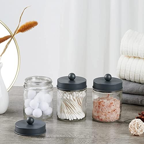 Amolliar Apothecary Jar Bathroom Storage Qtip Holder Glass - Image 5