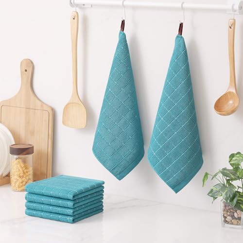 Homaxy 100% Cotton Terry Kitchen Dish Cloths, 8 Pack, Lake Blue - Image 6