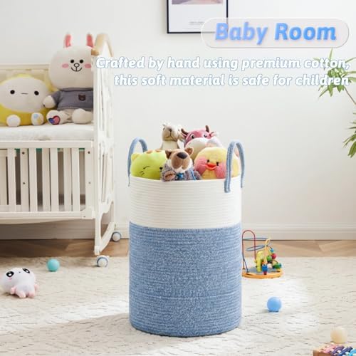 Laundry Basket, Woven Cotton Rope Laundry Hamper, 40L - Image 4