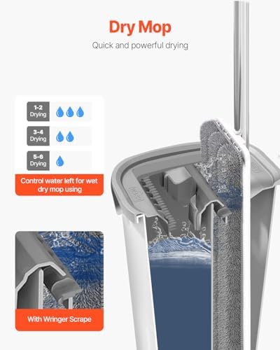 VEVOR Mop and Bucket with Wringer Set, Wet & Dry Use, Flat Mop and Bucket - Image 3