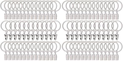 80 Pack Curtain Rings with Clips, Drapery Clips with Rings, Drapes Rings 1.26 by AMZSEVEN