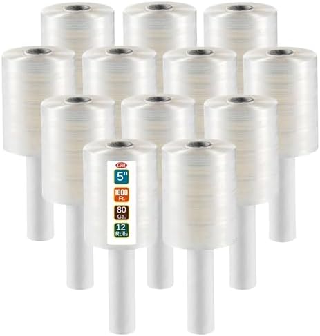 Simply Cool Mini Stretch Wrap 12 Pack 5 Inch 1000 Ft 80 Gauge Shrink Wrap by SimplyCool