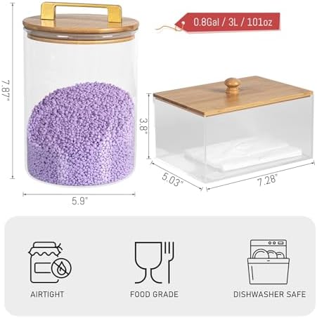 Glass Jars For Laundry Room Organization and Storage, 2 Pack -0.9 Gallon - Image 3