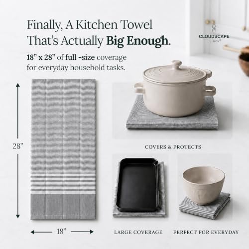 Cloud Scape Linen Premium Kitchen Towels Set of 6, Quick Dry - Image 3