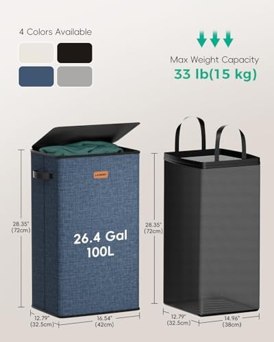 100L Laundry Hamper with Lid, Sturdy Clothes Hamper Heavy-Duty Laundry Basket - Image 6
