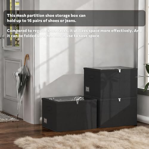 Shoe Organizer for Closet, 2 Pack Foldable Shoe Storage Box - Image 2