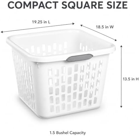 White Laundry Basket 6-Pack, 1.5 Bushel Square - Image 3